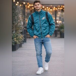 NFL Philadelphia Eagles TRACK JACKET EMBROIDERED LOGO GREEN XL